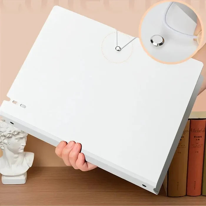 12-pocket family document organizer held in hand, showcasing durable design and hook for secure closure.