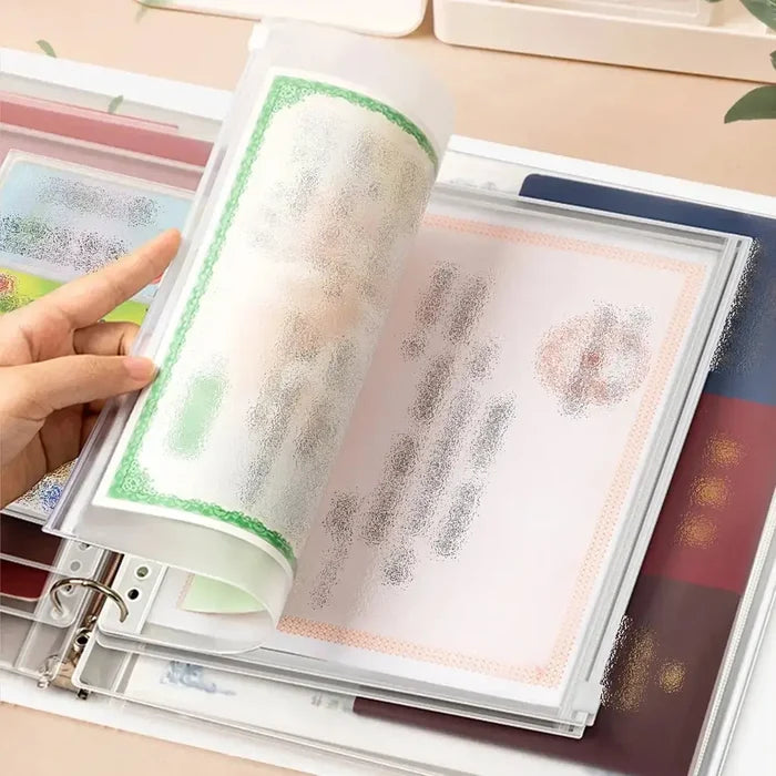 12-pocket family document organizer displaying clear pockets for easy access to important papers.