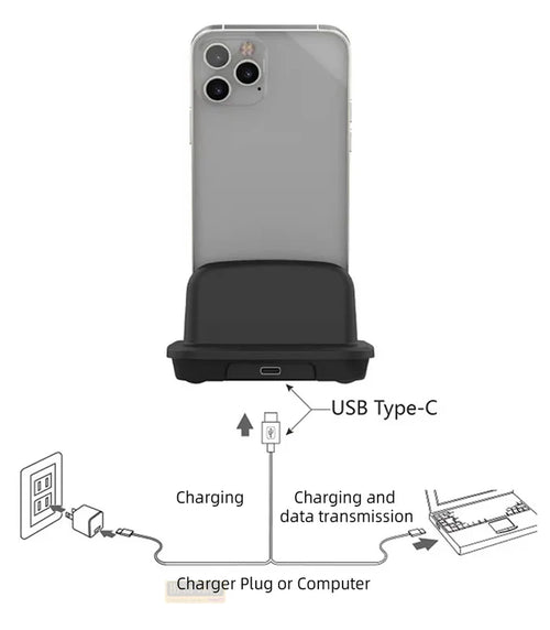 120W USB-C Fast Charging Dock dimensions and stand angle diagram