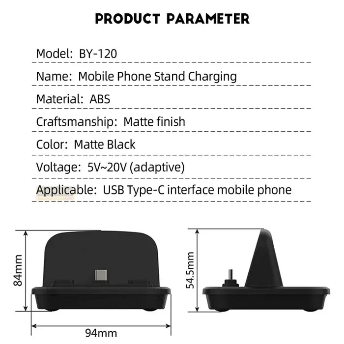 Specification chart for the 120W USB-C Fast Charging Dock port layout