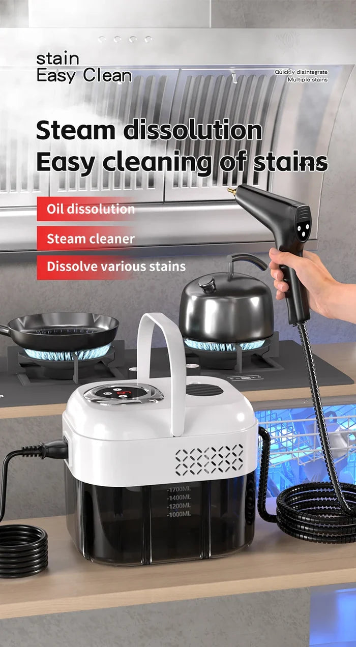 1500W handheld steam cleaner for effortless steam cleaning and stain removal in kitchen environments.