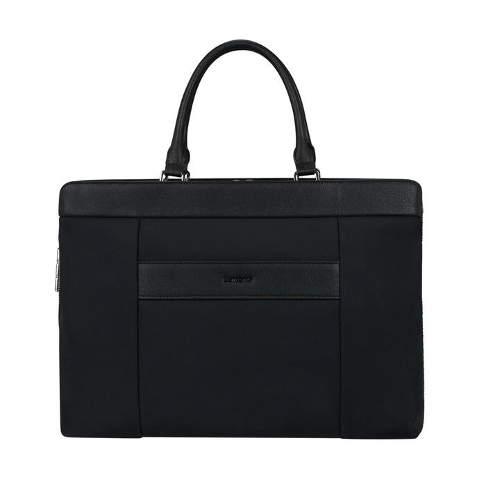 Samsonite 15.6" black briefcase with padded laptop compartment and sleek design, ideal for professional use.