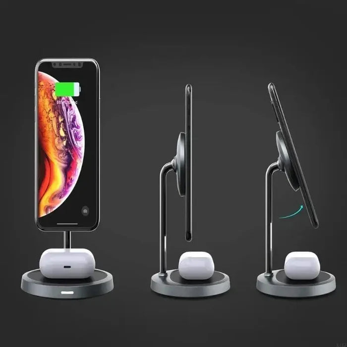 2-in-1 Wireless Charging Stand shown in red and black color options