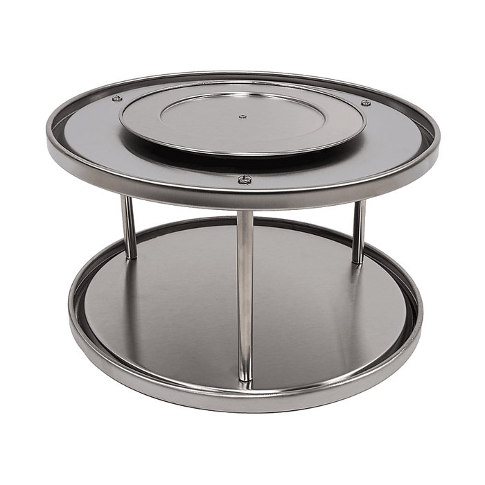 NNEDSZ 2-Tier Rack Lazy Susan Organiser Steel Kitchen Pantry Cabinet Storage-0