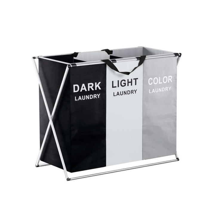 NNEDSZ Laundry Basket Hamper Large Foldable Washing Clothes Storage 3 Sections-0