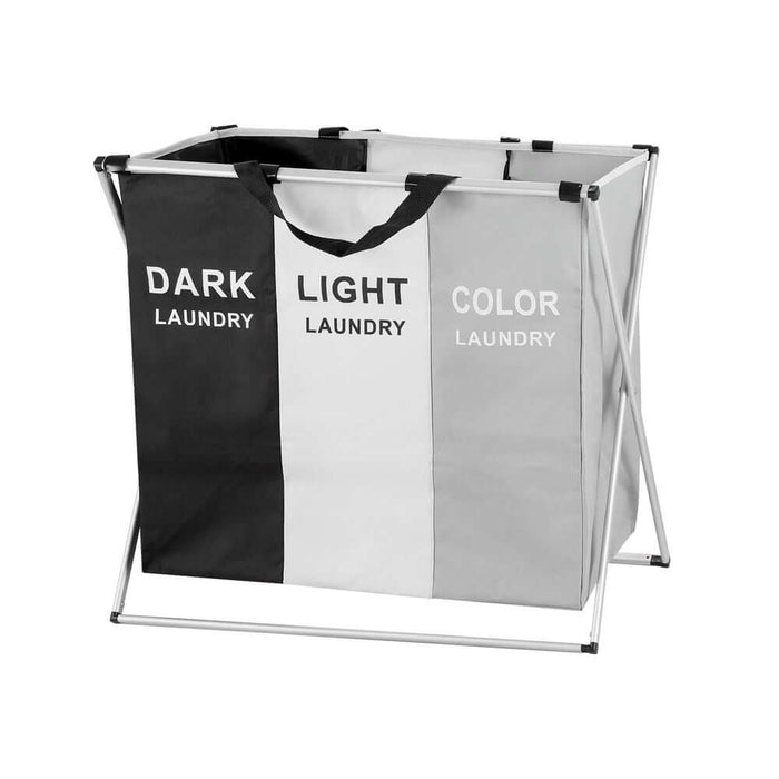 NNEDSZ Laundry Basket Hamper Large Foldable Washing Clothes Storage 3 Sections-2