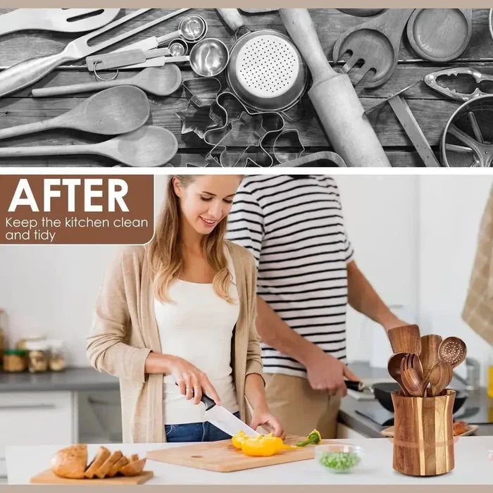 360 degree rotating utensil holder keeping kitchen tidy and organized