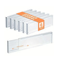 Adjustable drawer dividers 6-pack for kitchen, dresser, and vanity organization, expandable separators for tidy drawers.