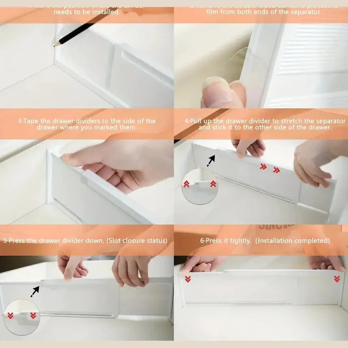 Adjustable Drawer Dividers Organizer – 6-Pack Expandable Separators for Kitchen, Dresser & Vanity – Drawer Organizer