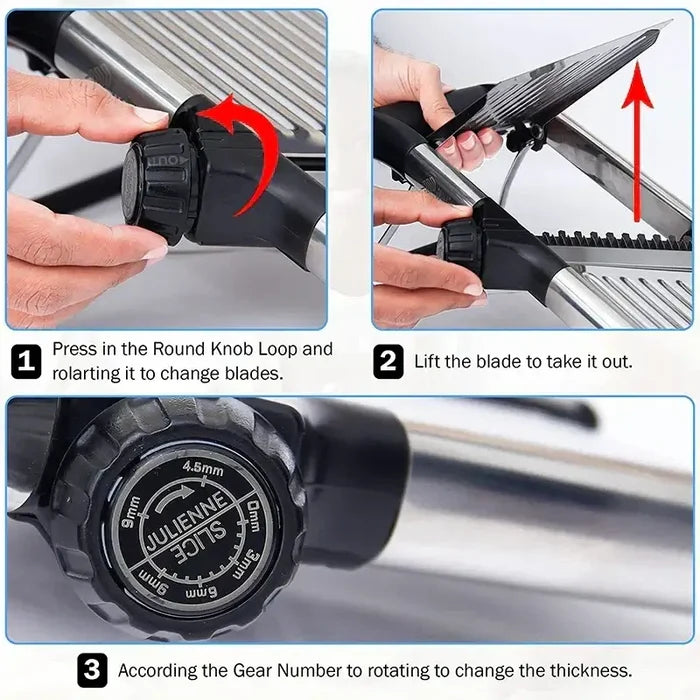 Adjustable Slicer Stainless Steel Vegetable Cutter Chopper Black-4