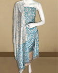 Adorable Katan Silk Kalamkari Blue Suit (T+B+D)