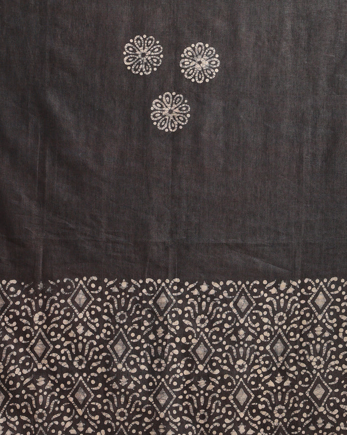 Adorable Khadi Cotton Wax Batik Hand Dyed Black Suit (T+B+D)