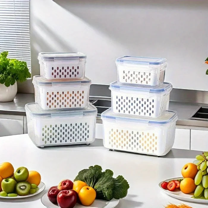Airtight leak-proof food storage containers stacked on a kitchen counter, perfect for meal prep and organization.