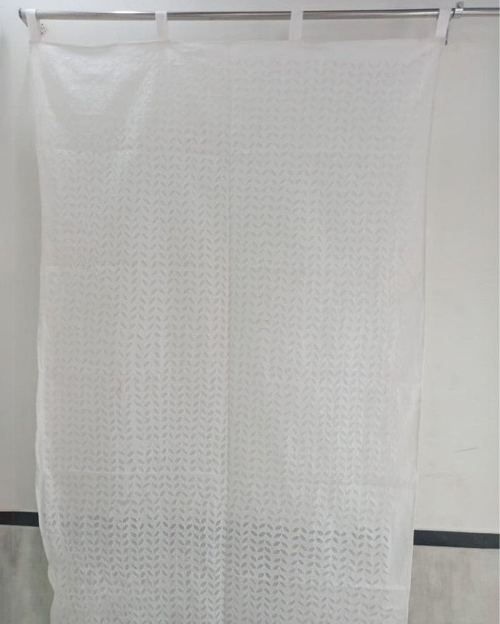 Airy Handcrafted White Applique Curtain (Set of 2)