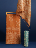 Alluring Khadi Cotton Wax Batik Hand Dyed orange Suit (T+B+D)