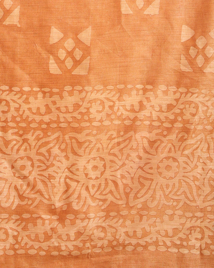 Alluring Khadi Cotton Wax Batik Hand Dyed orange Suit (T+B+D)