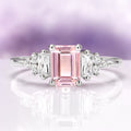 Emerald Cut Morganite Ring in Sterling Silver