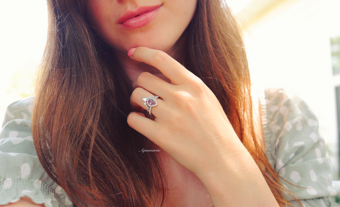 Amy Teardrop Alexandrite Engagement Ring Set in 14K White Gold by Aquamarise Gold, featuring a delicate pear-shaped alexandrite with sparkling accents in an elegant fantasy-inspired design.