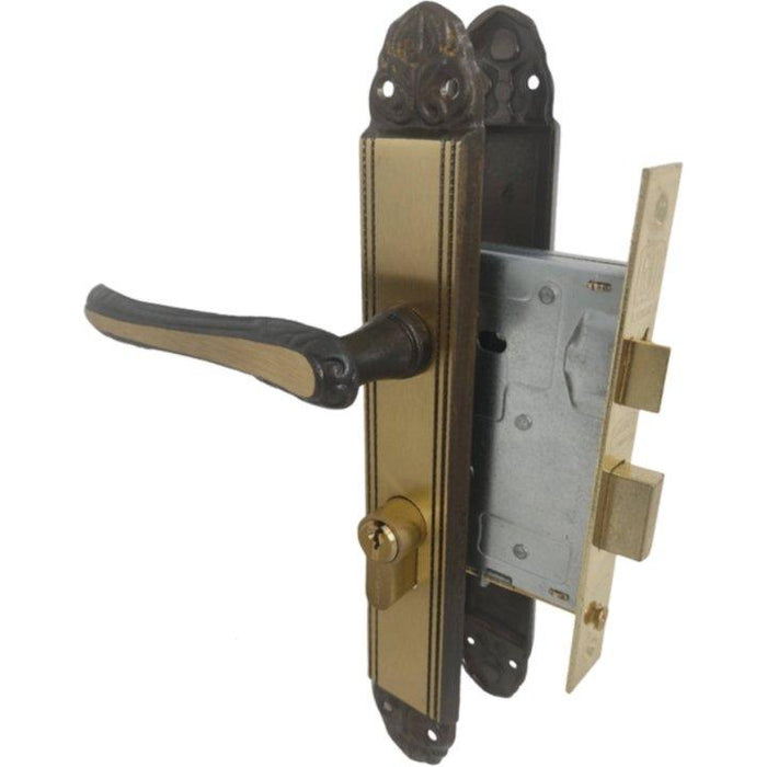 Antique Door Handle on Plate with Cylinder Lock and Cylinder door handles on plate