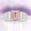 Art Deco Emerald Cut Morganite Engagement Ring in Sterling Silver by Aquamarise, featuring a blush-pink emerald-cut morganite centerpiece flanked by sparkling rectangular side stones, from Sterling Silver Rings and Engagement Rings for Women collections.