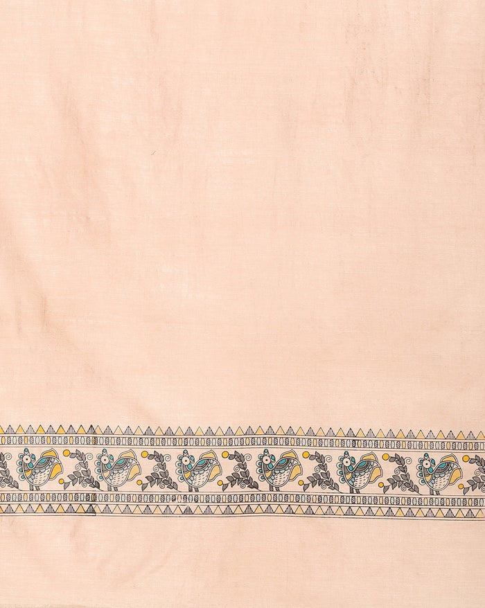 Katan Multi Colour Silk Printed Suit Piece with Bottom and Dupatta Handcrafted-Indiehaat
