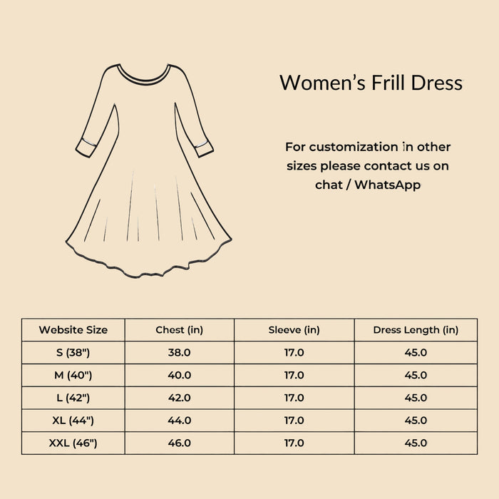Size Chart for IndieHaat products - One Piece Frill Dress -IndieHaat