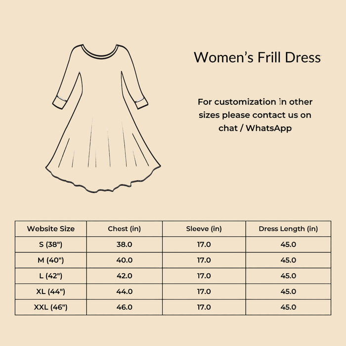 Size Chart for IndieHaat products - One Piece Frill Dress -IndieHaat