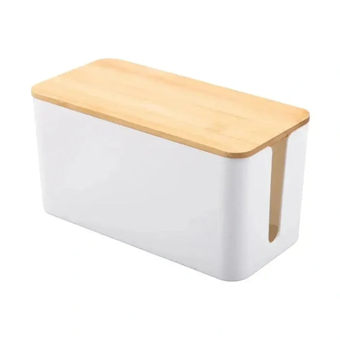 Bamboo Cable & Wire Storage Organizer Box – Storage & Organization