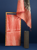 Bandhani & Shibori Khadi Silk Pink Suit (T+B+D)