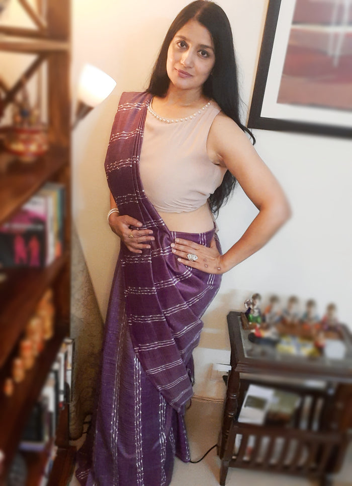 Bansbara Tussar Silk Handloom Saree Lily Purple