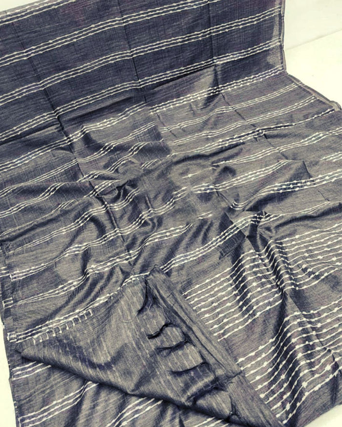 Bansbara Tussar Silk Handloom Saree Monsoon Gray