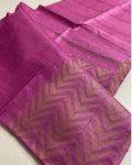 Chanderi Silk Pink Saree with Running Blouse-Indiehaat