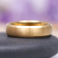 Beveled Edge Satin Wedding Band in 14K Solid Yellow Gold (6MM) by Aquamarise Gold showcases a smooth satin-brushed finish with beveled edges, combining timeless elegance and everyday comfort, perfect for Men’s and Women’s Wedding Bands collections.