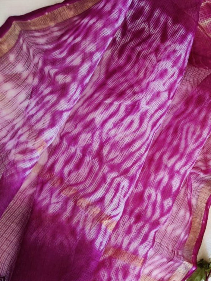 Bind & Bloom Cream & Violet Shibori Kota Suit (T+B+D) Set