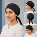 Black Cotton Plain Sikh Patka Two Tania Adjustable Head Wrap Unisex Hindu Headcover