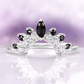 Black Onyx Stacking Ring in Sterling Silver by Aquamarise featuring black onyx and clear stones in a curved silver band from Sterling Silver Rings and Women’s Wedding Bands collections.