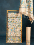 Blissful Katan Silk Madhubani Beige Suit (T+B+D)