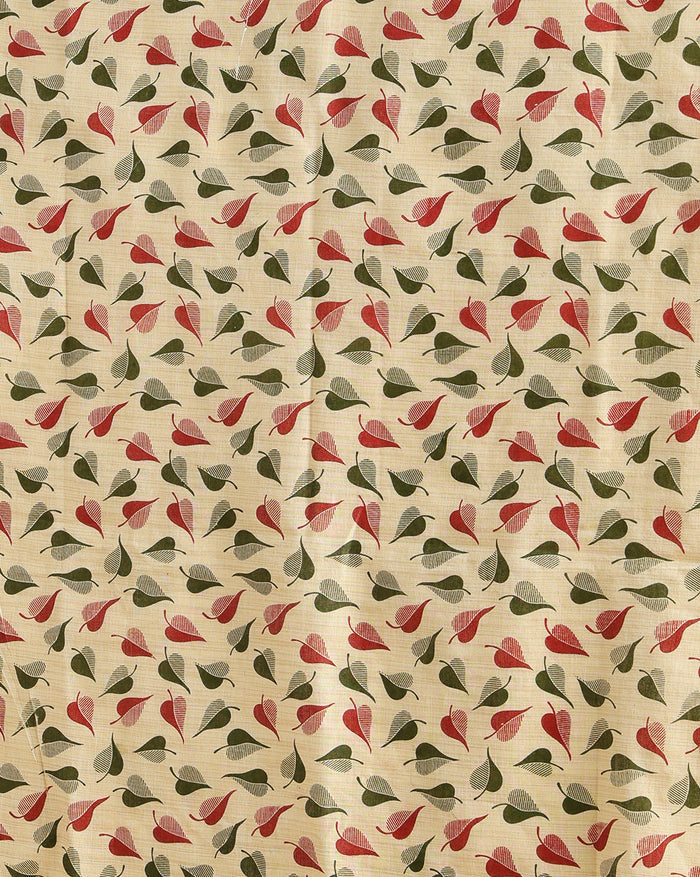 Blossom Leafy Blockprinted Khadi Silk Beige Suit (T+B+D)