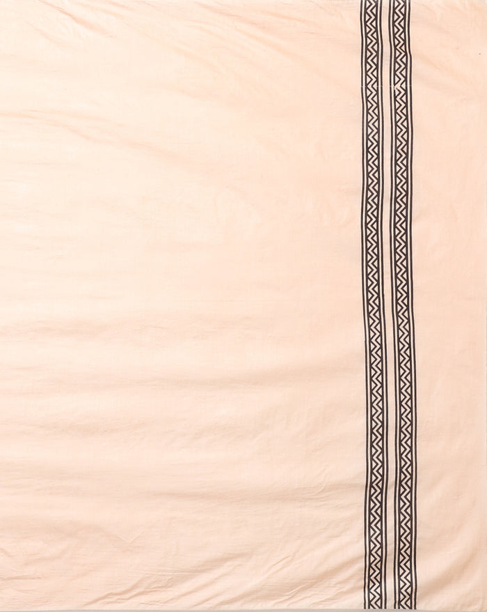 Katan Silk Printed Suit Piece Beige Color with Bottom and Letter Designed Dupatta Handcrafted-Indiehaat