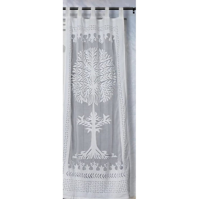 Applique Work Wall Hanging White Curtain
Size - 44"X84" (3.5 X 7 Ft)-Indiehaat