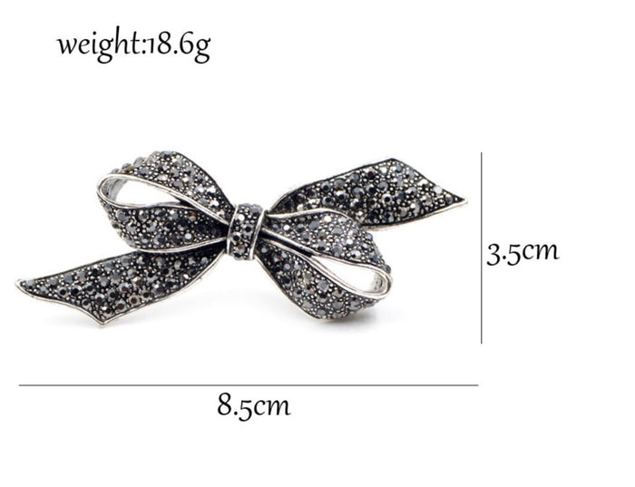 Bow brooch vintage look silver plated stunning high end design broach pin u10