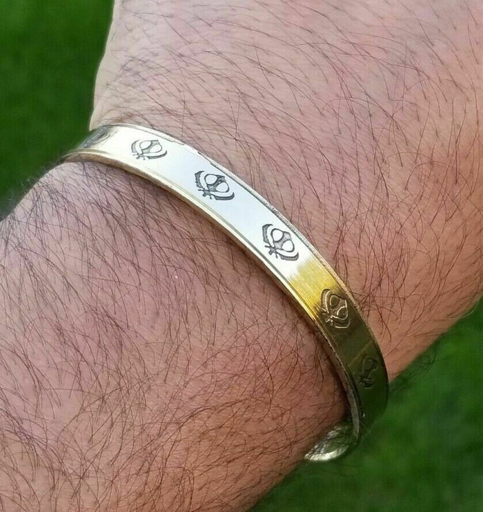Brass kara khanda engraved bangle smooth khalsa singhkara sikh kaur kada gift i5R