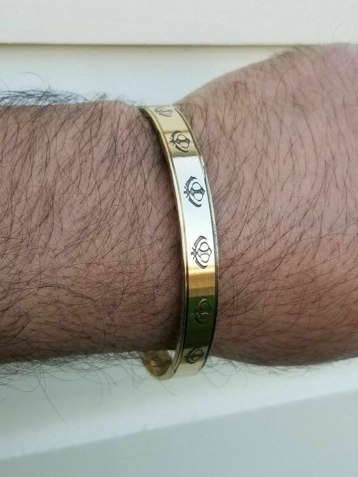 Brass kara khanda engraved bangle smooth khalsa singhkara sikh kaur kada gift i5R