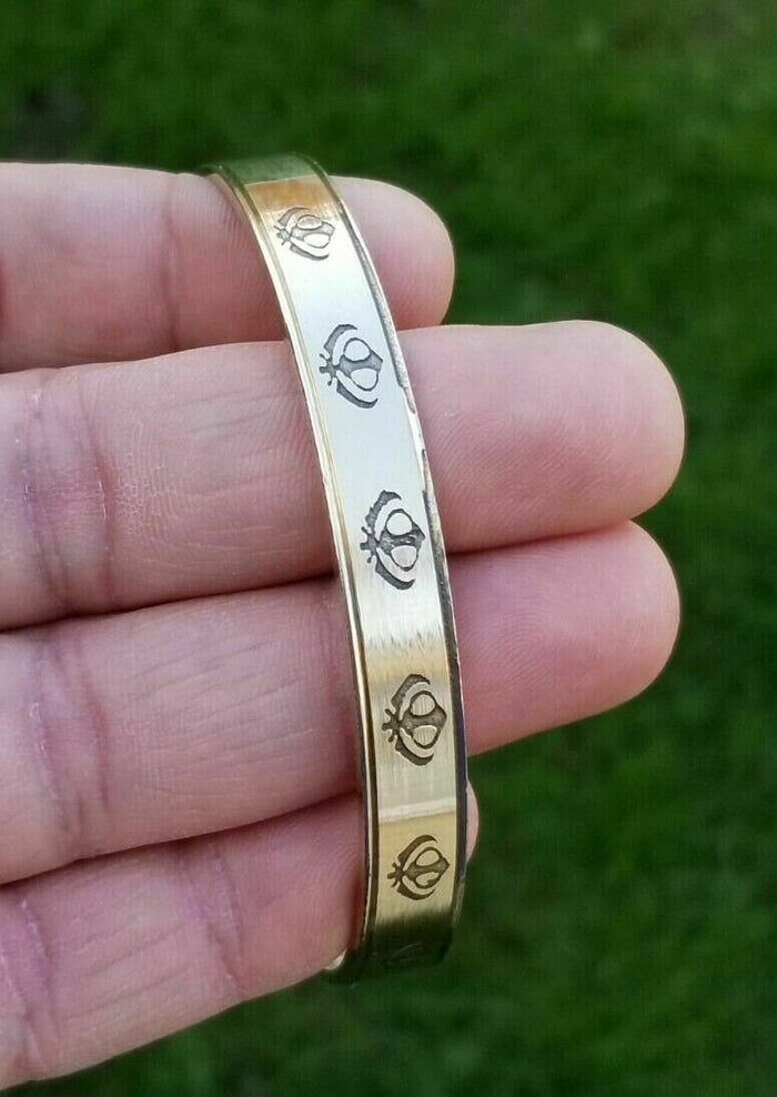 Brass kara khanda engraved bangle smooth khalsa singhkara sikh kaur kada gift i5R