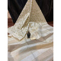 Eri Silk Saree â€“ Off White â€“ Digital Embroidered â€“ Indiehaat