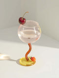 Handblown Bubble Wine Glass - Retro Whimsical Eclectic Wavy Stemmed Goblets-5