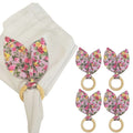 Maison Charlo | Easter Set of 4 Floral Mix Pink Bunny Ears Napkin Rings | Dining Table Decor-0