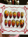 Butterfly Wings Press-On Nails – Handmade Reusable False Nail Set