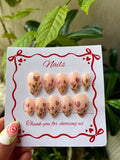Cat Eye Floral Press-On Nails – Handmade Reusable False Nail Set
