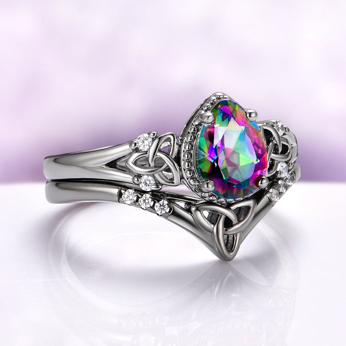 Celtic Knot Mystic Topaz Ring | Gothic Alternative Engagement Ring